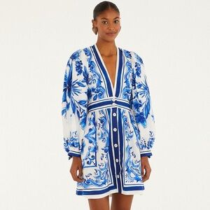 FARM Rio Blue and White Mini Dress